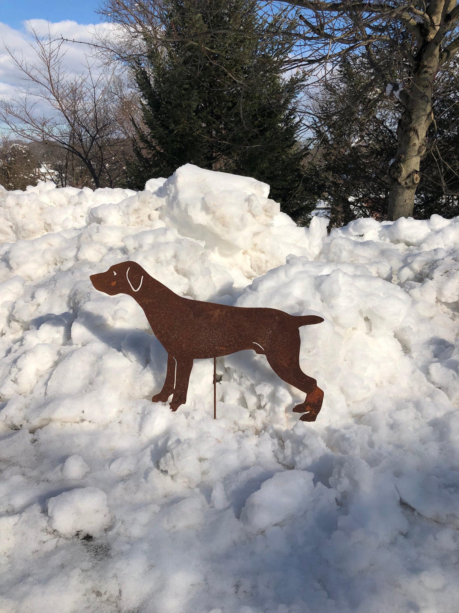 German Shorthaired Pointer garden stake rusted metal by Rustica Ornamentals on Tampa Home & Garden Store