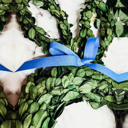 Bunny Wreath Boxwood with Blue Bow for Door Decor