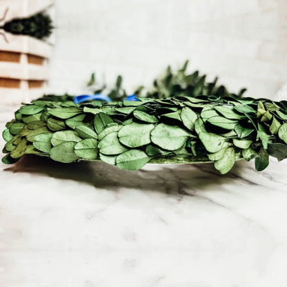 Bunny Wreath Boxwood with Blue Bow for Door Decor
