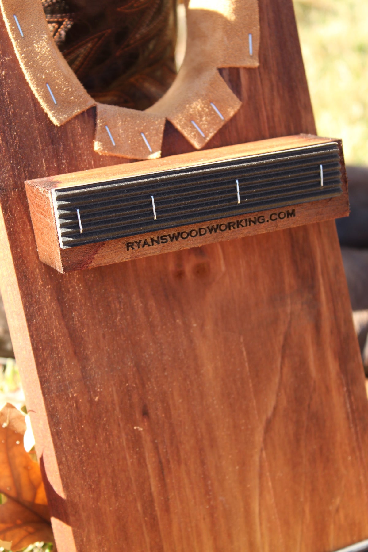 TCU Boot Jack boot pull by Ryan's Woodworking, wooden frame with ribbed black strip on Tampa Home & Garden Store