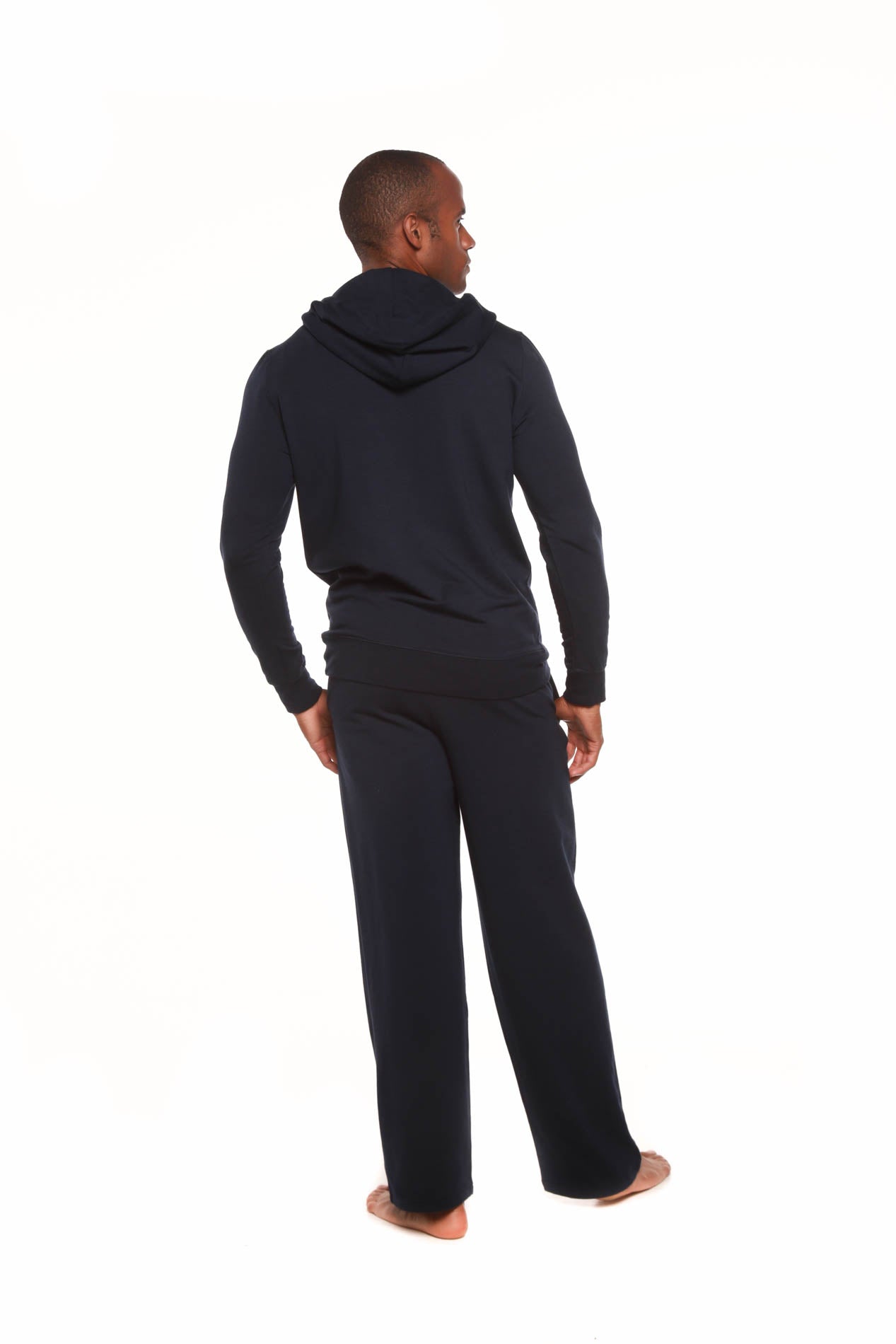 Men's bamboo fleece hoodie and fleece lounge pants 2-piece set in navy by Spun Bamboo on Tampa Home & Garden Store