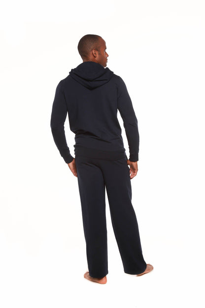 Men's bamboo fleece hoodie and fleece lounge pants 2-piece set in navy by Spun Bamboo on Tampa Home & Garden Store