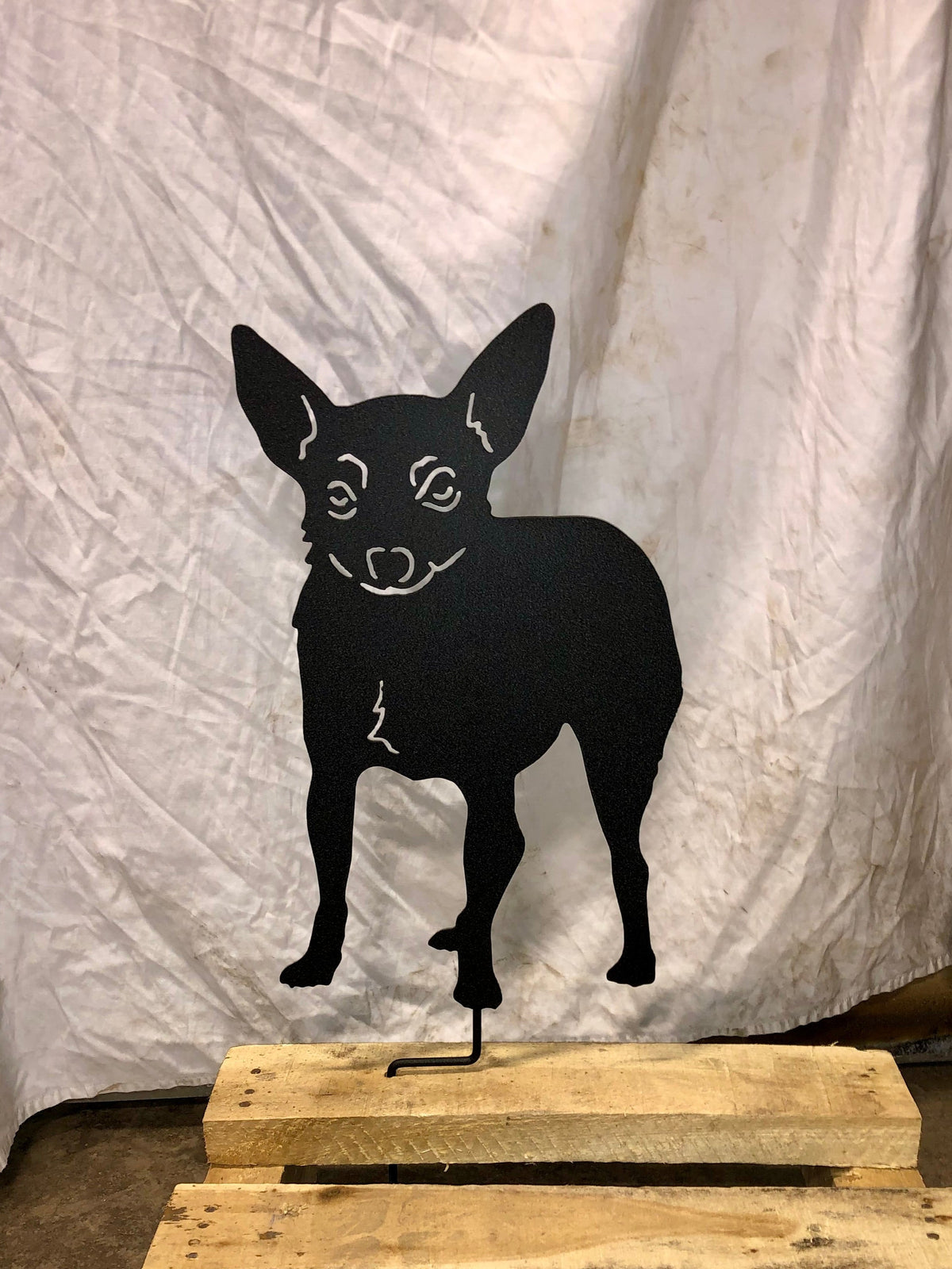 Toy Fox Terrier garden stake silhouette by Rustica Ornamentals, black metal lawn ornament on Tampa Home & Garden Store