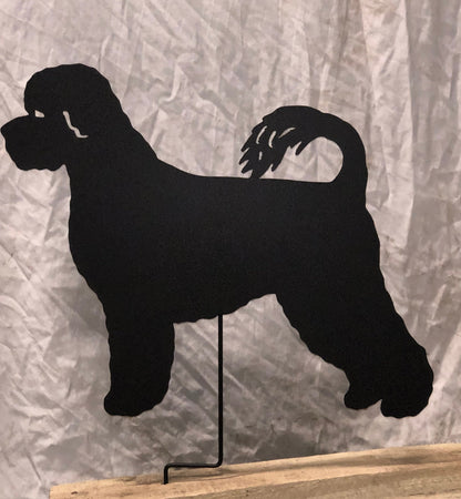Portuguese Water Dog garden stake silhouette in black metal, Rustica Ornamentals on Tampa Home & Garden Store