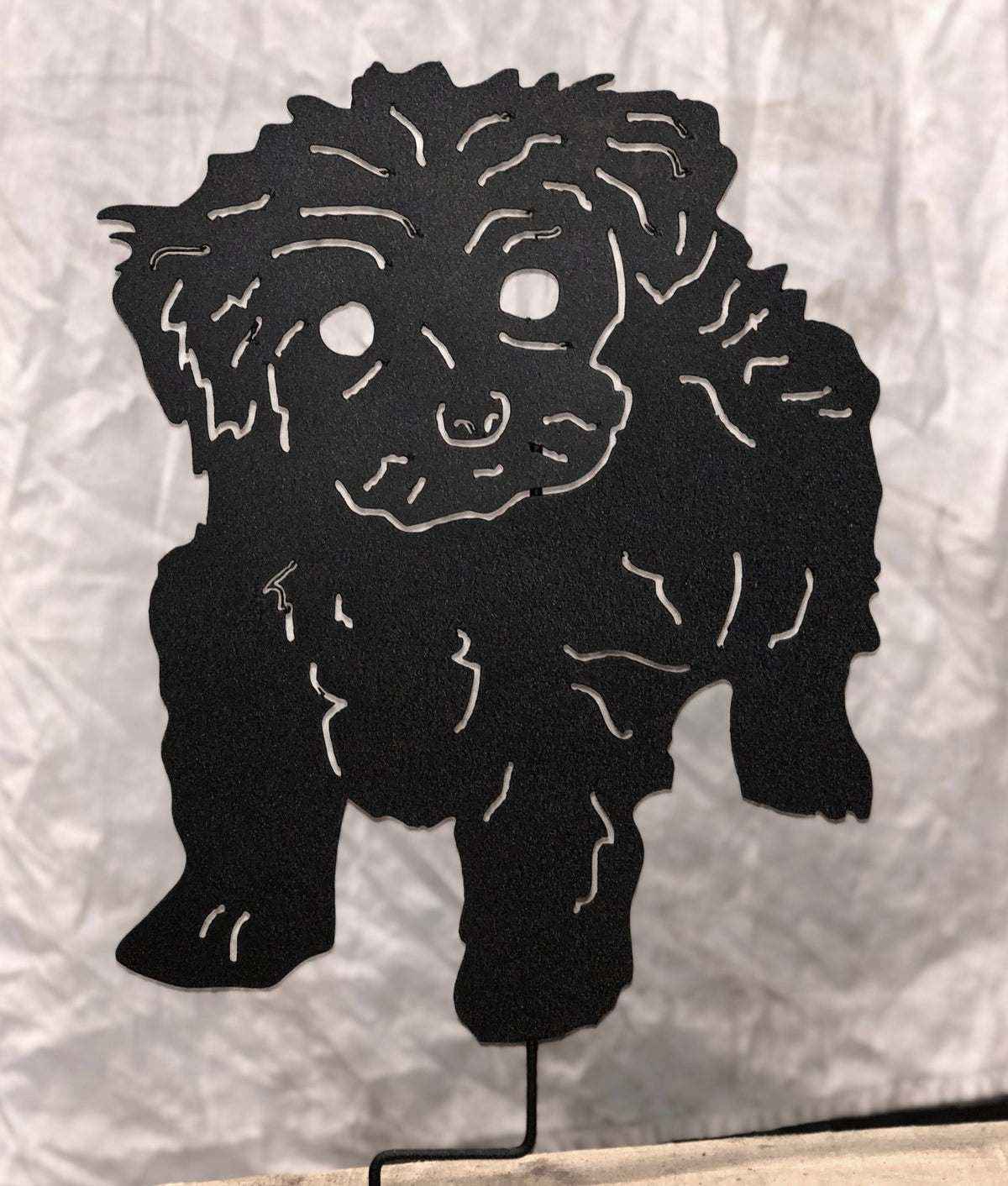 Toy Poodle Memorial wall art silhouette in black metal lawn ornament by Rustica Ornamentals on Tampa Home & Garden Store
