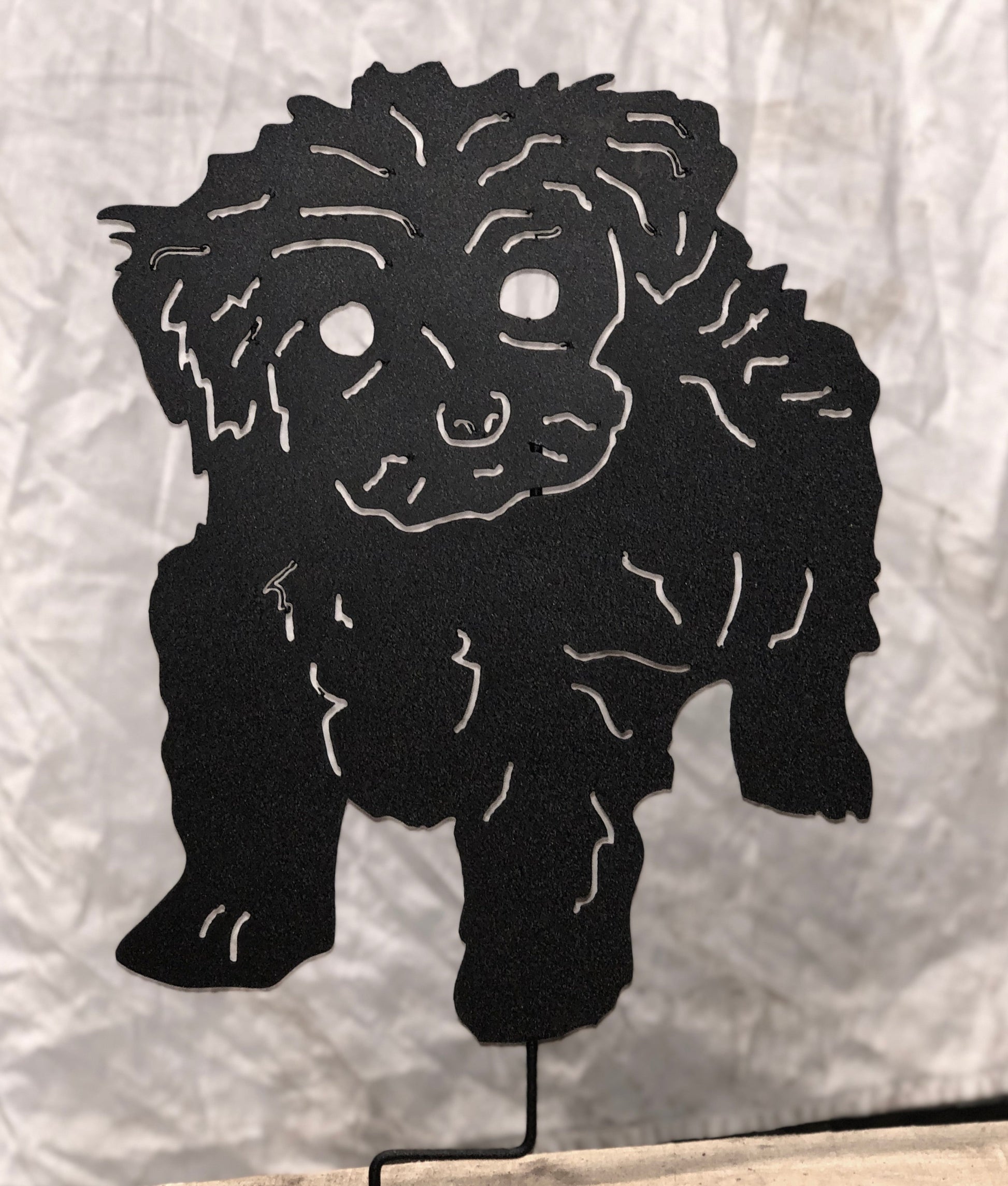 Toy Poodle Memorial wall art silhouette in black metal lawn ornament by Rustica Ornamentals on Tampa Home & Garden Store