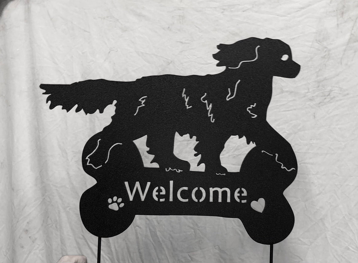King Charles dog wall art silhouette in black with Welcome text on Tampa Home & Garden Store