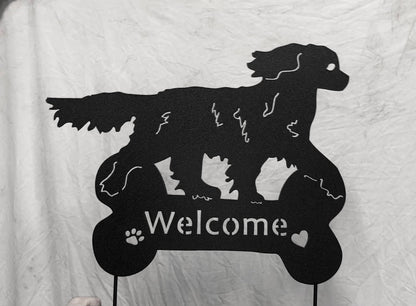 King Charles dog wall art silhouette in black with Welcome text on Tampa Home & Garden Store