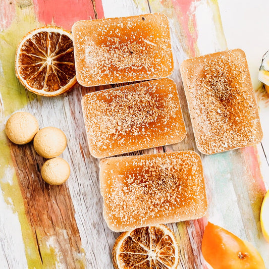 Lemon Shortbread XL wax melt bars by Gia Roma, orange hue with sugar crystals, multiple pieces on Tampa Home & Garden Store
