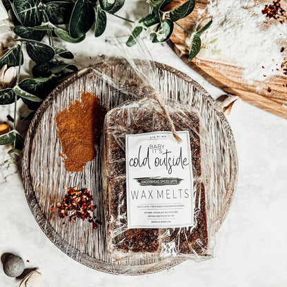 Gingerbread Spiced Latte XL brown wax melts Gia Roma, clear-wrapped set of wax tarts on Tampa Home & Garden Store