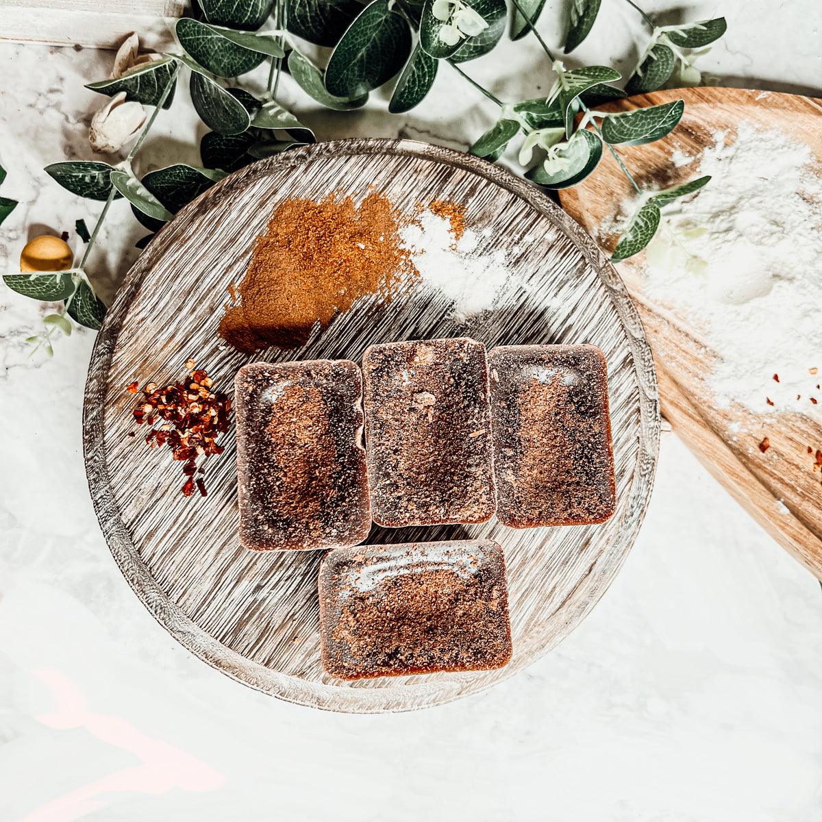 Gingerbread Spiced Latte XL wax melts by Gia Roma, 4 brown textured wax tarts on Tampa Home & Garden Store