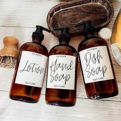 16oz Amber Boston Round Bottles and White Label
