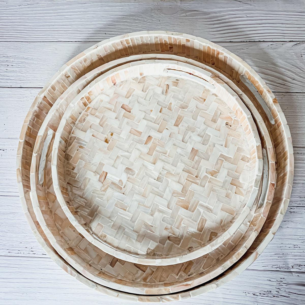 Cream Herringbone Mother of Pearl Tray Collection
