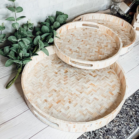 Cream Herringbone Mother of Pearl Tray Collection