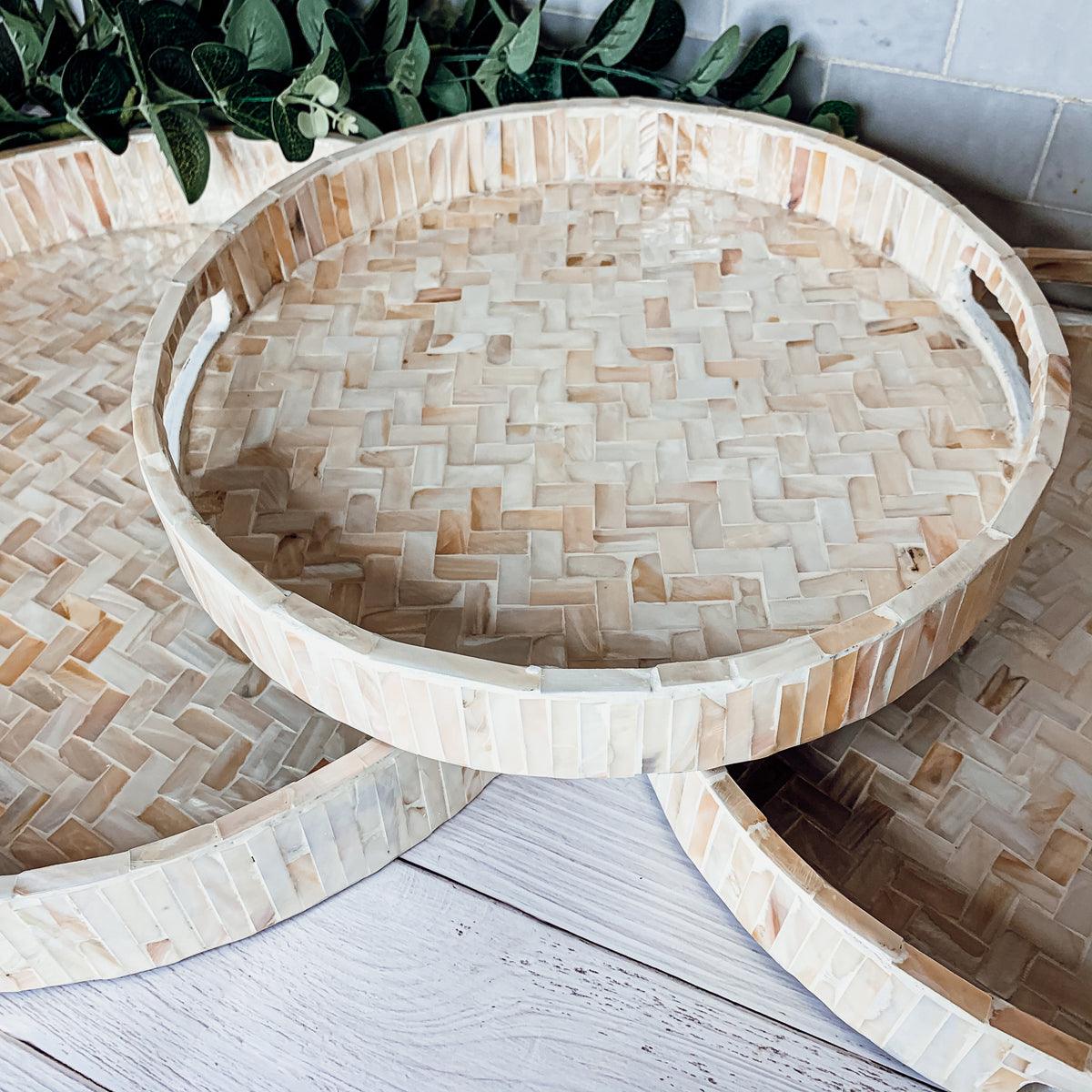 Cream Herringbone Mother of Pearl Tray Collection