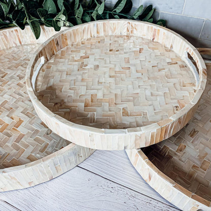 Cream Herringbone Mother of Pearl Tray Collection