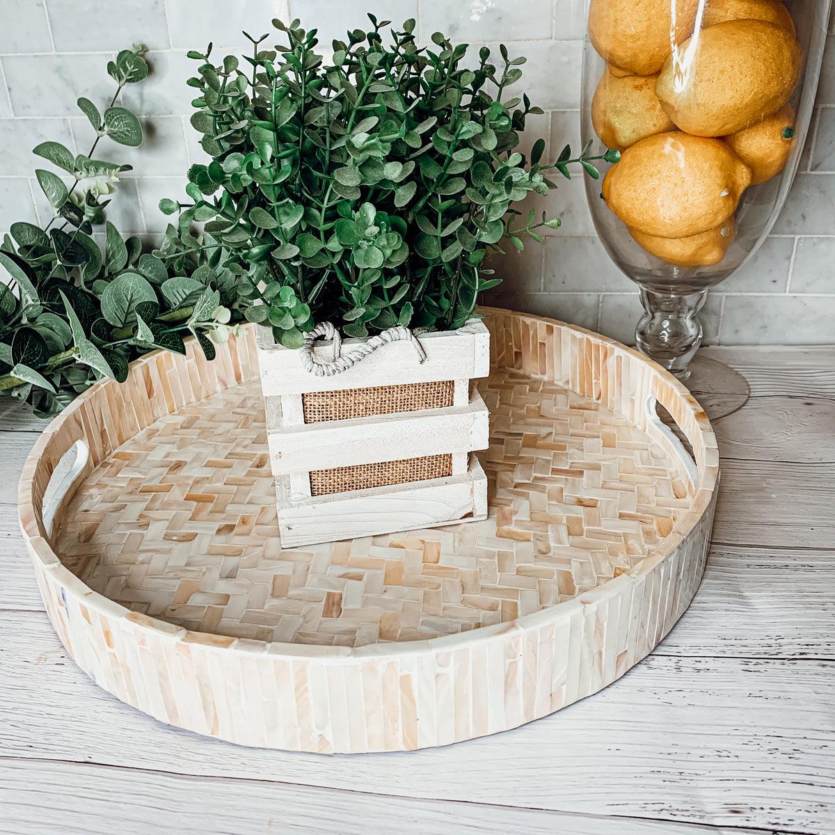 Cream Herringbone Mother of Pearl Tray Collection