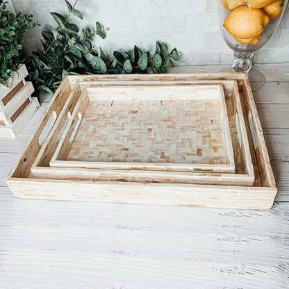 Cream Herringbone Mother of Pearl Tray Collection