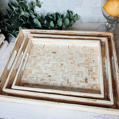 Cream Herringbone Mother of Pearl Tray Collection