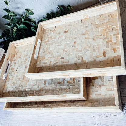 Cream Herringbone Mother of Pearl Tray Collection