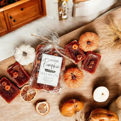 Pumpkin Buttercream Wax Melts Gia Roma cinnamon pie fall wax tarts orange blocks on board on Tampa Home & Garden Store