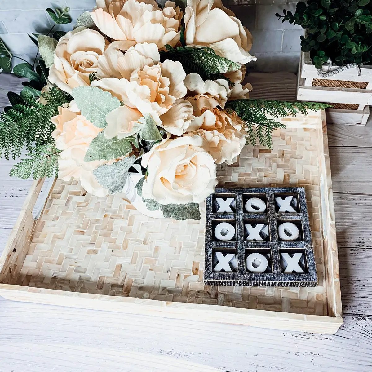 Cream Herringbone Mother of Pearl Tray Collection