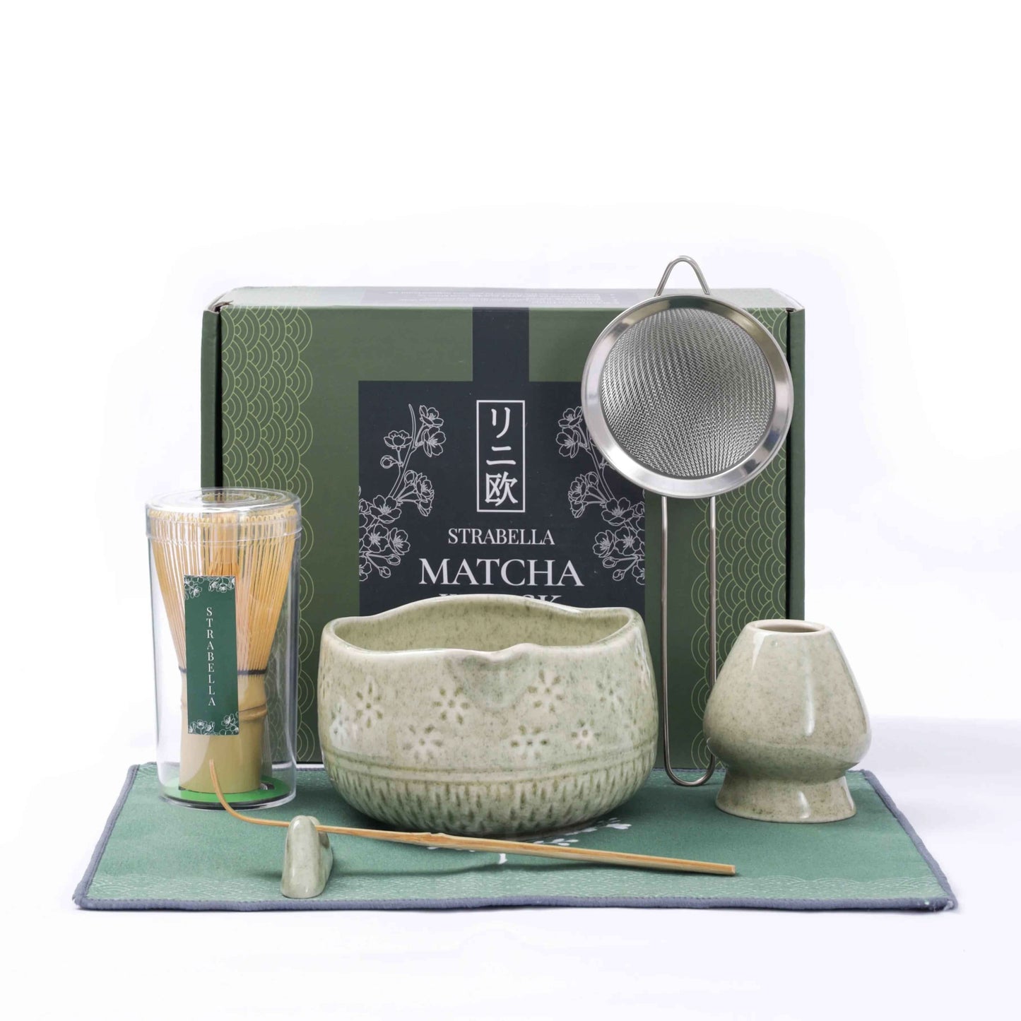 Set de batidor de matcha Strabella: batidor de bambú premium y cuenco de cerámica, regalo navideño