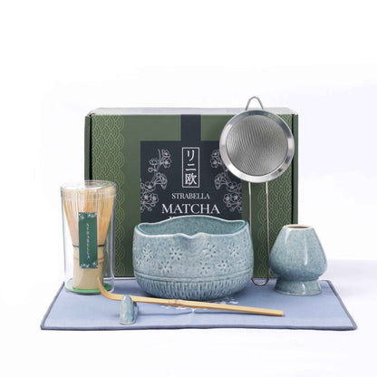 Coffret Strabella Matcha – Fouet en bambou de qualité supérieure et bol en céramique – Coffret cadeau pour les fêtes