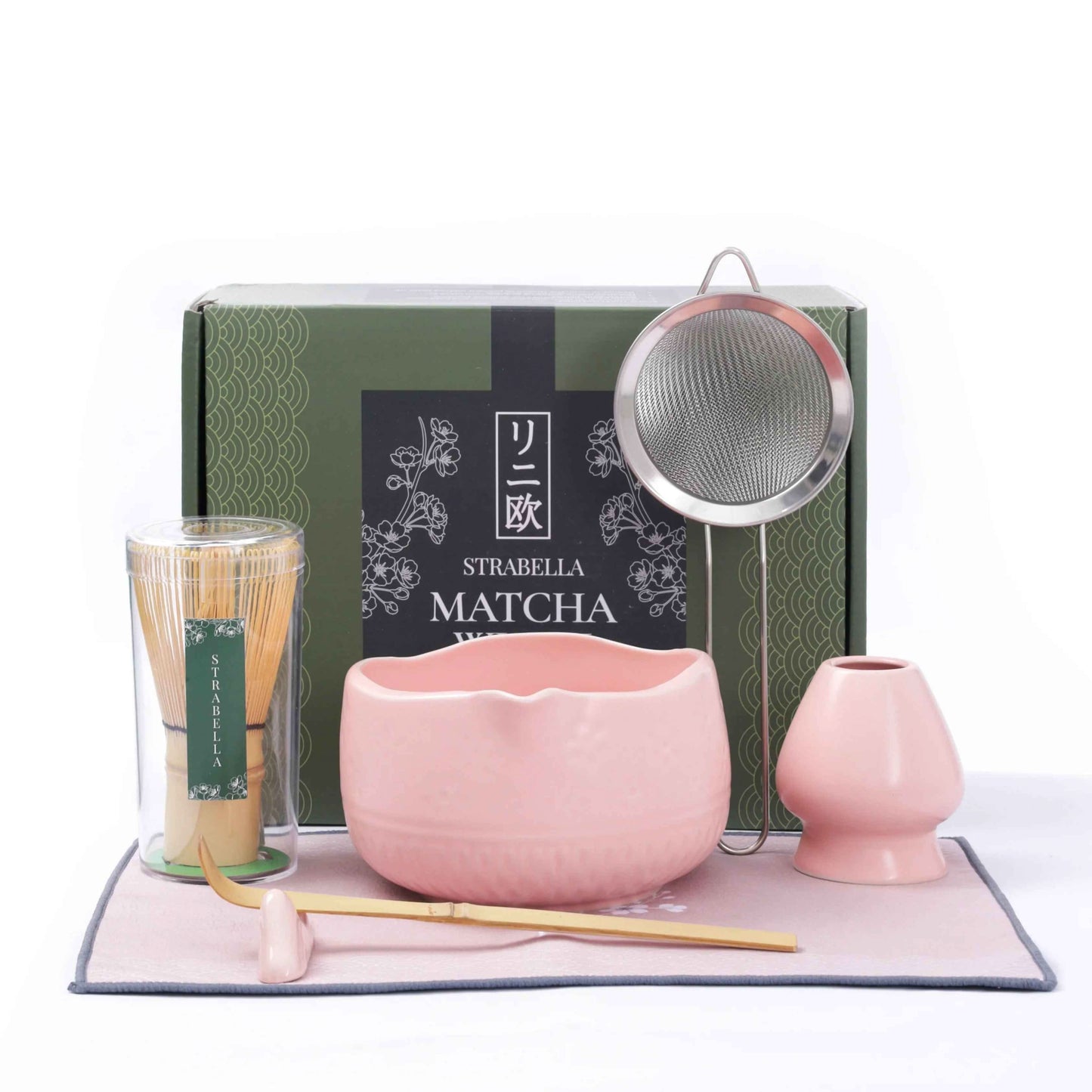 Coffret Strabella Matcha – Fouet en bambou de qualité supérieure et bol en céramique – Coffret cadeau pour les fêtes
