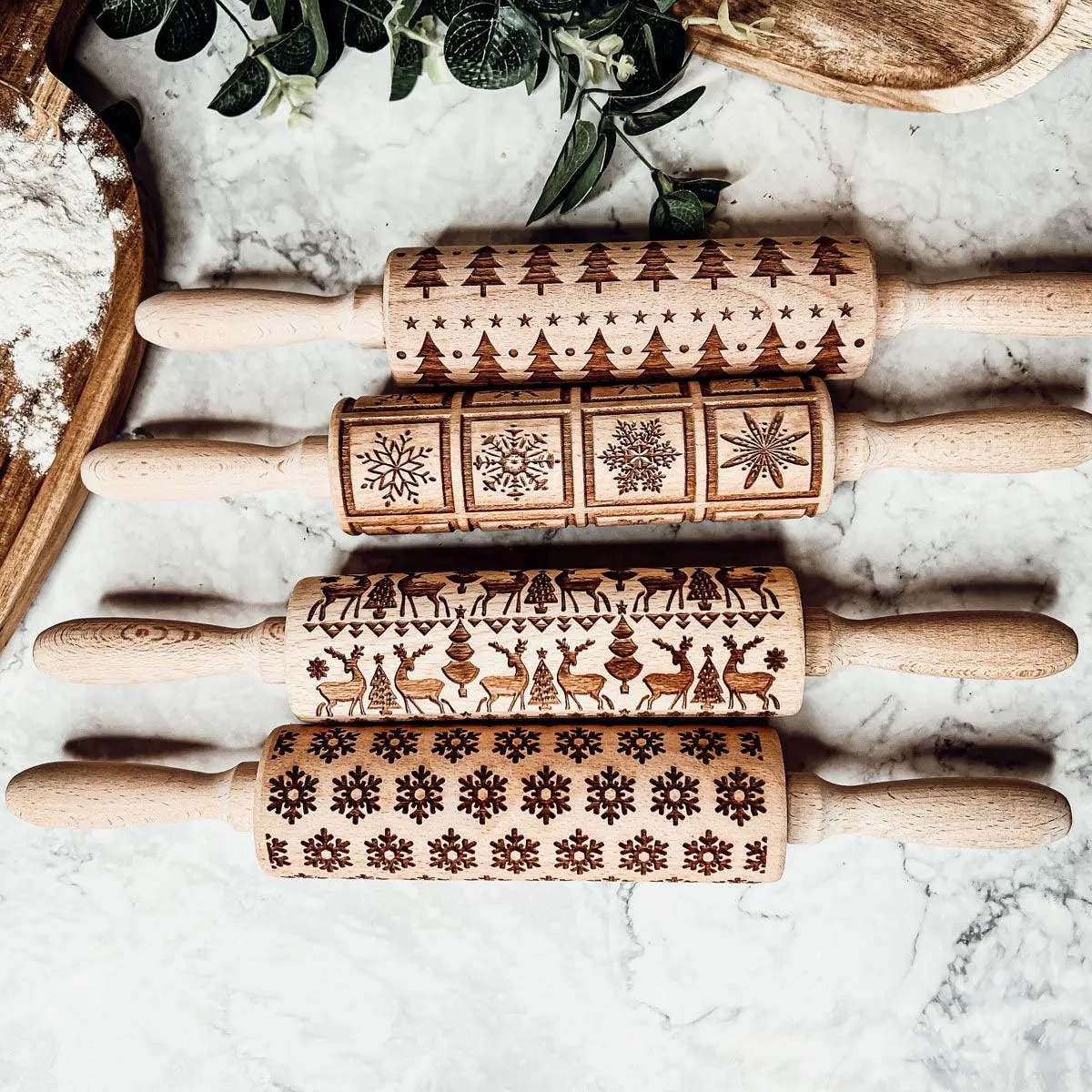 Christmas Rolling Pin Set In 10 Styles Varieties
