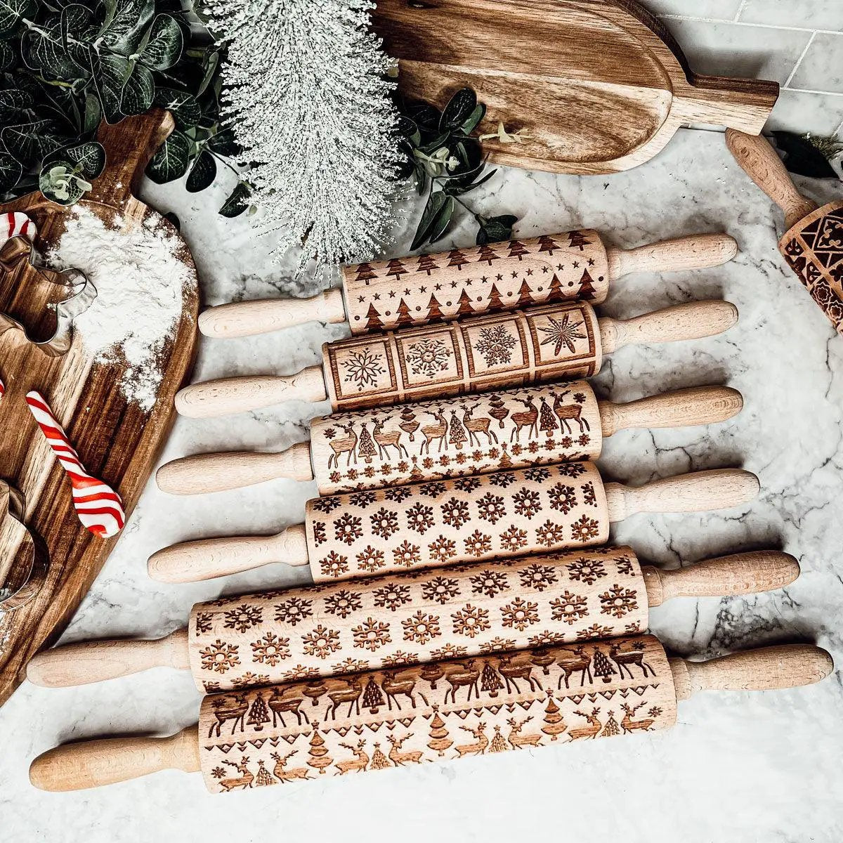 Christmas Rolling Pin Set In 10 Styles Varieties