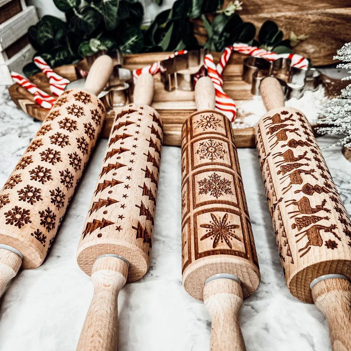 Christmas Rolling Pin Set In 10 Styles Varieties