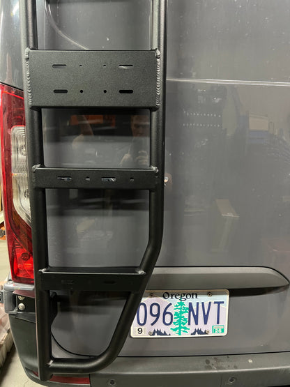 Sprinter Van Rear Ladder avatar offroad, black powder-coated steel rear-mount ladder on Tampa Home & Garden Store