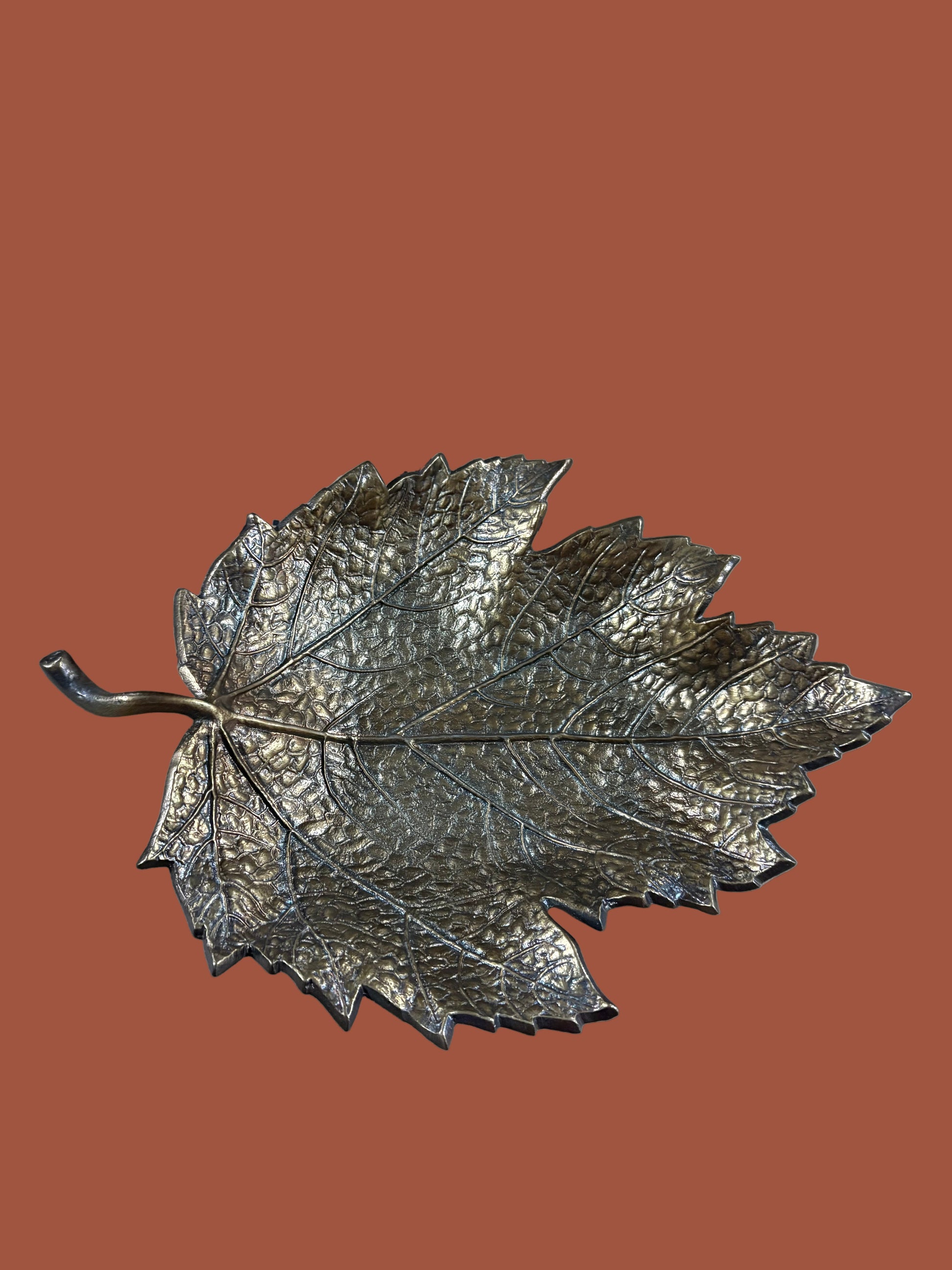 Antique Gold Leaf Dish by Thenestedfig, metallic leaf with textured veins on Tampa Home & Garden Store