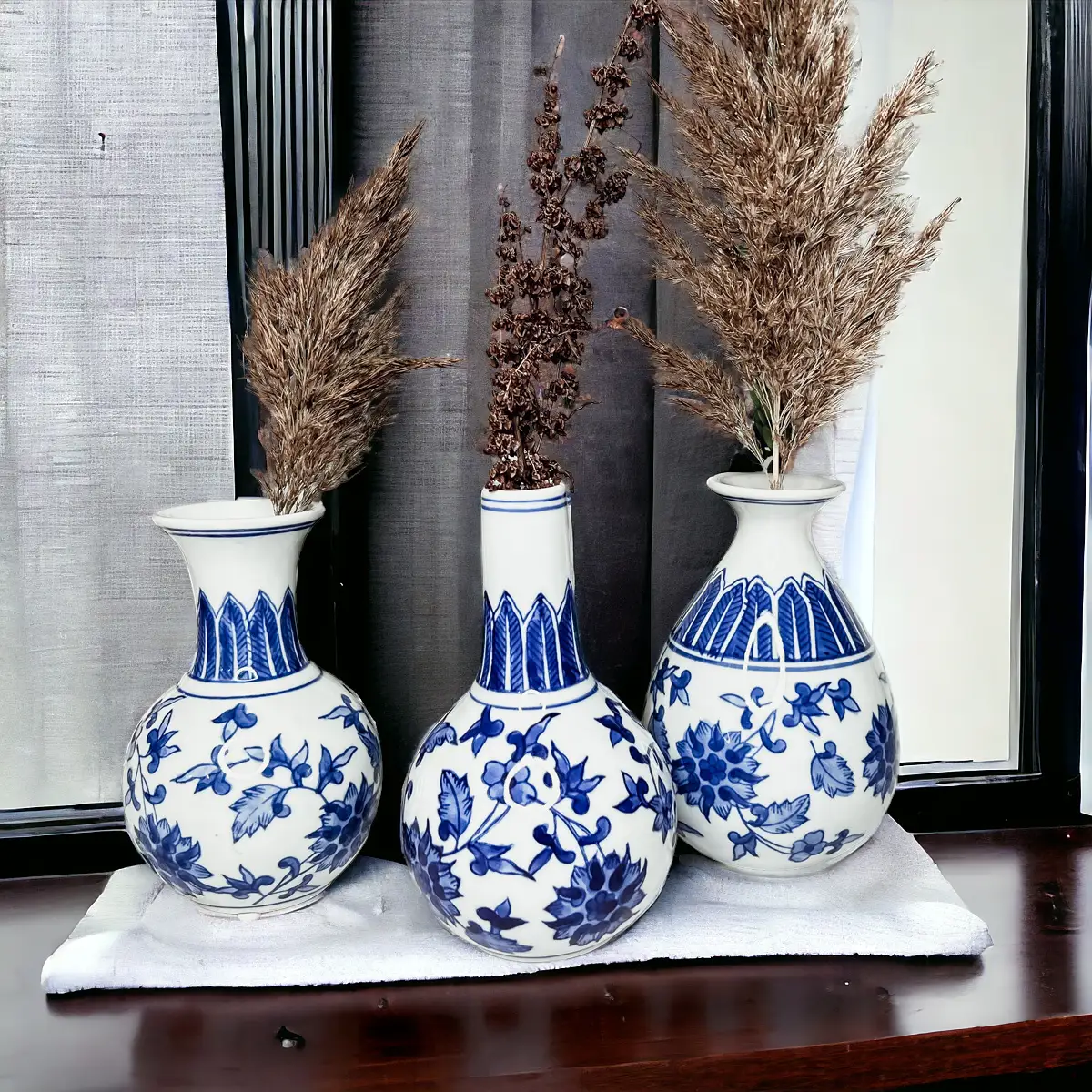 Chinoiserie Mediterranean Blue and White Vases