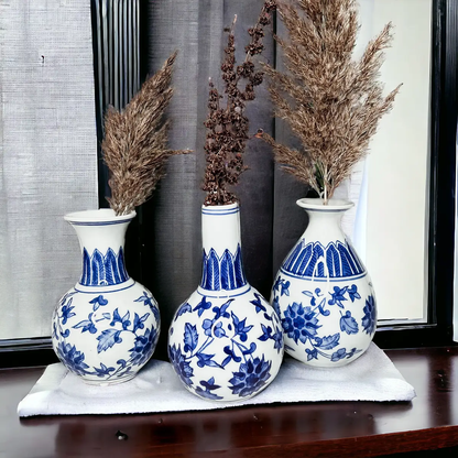 Chinoiserie Mediterranean Blue and White Vases