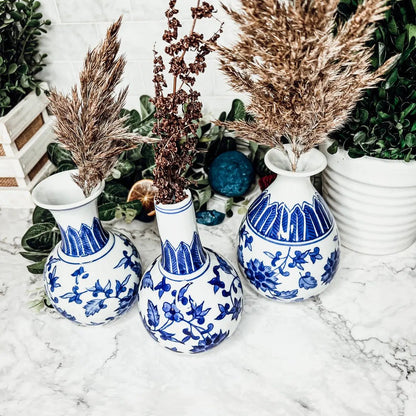Chinoiserie Mediterranean Blue and White Vases