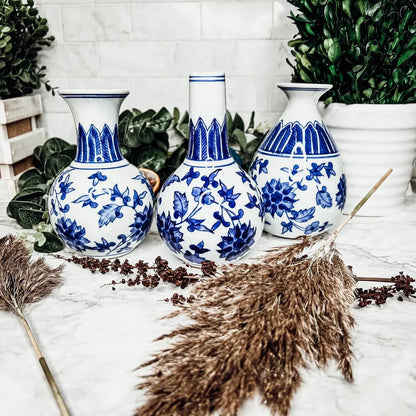 Chinoiserie Mediterranean Blue and White Vases