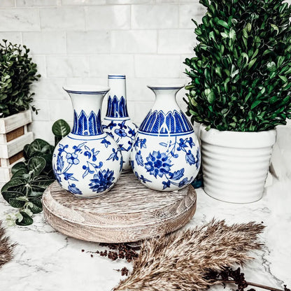 Chinoiserie Mediterranean Blue and White Vases
