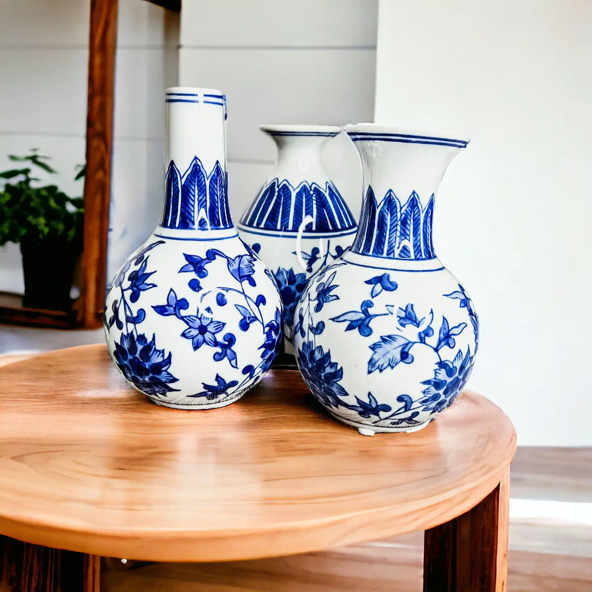 Chinoiserie Mediterranean Blue and White Vases