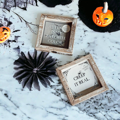Creep and Autumn Double Sided Sign for Home Decor