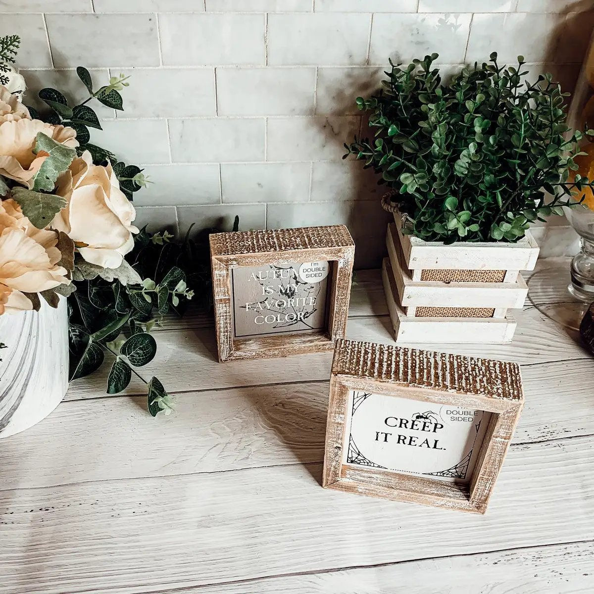 Creep and Autumn Double Sided Sign for Home Decor