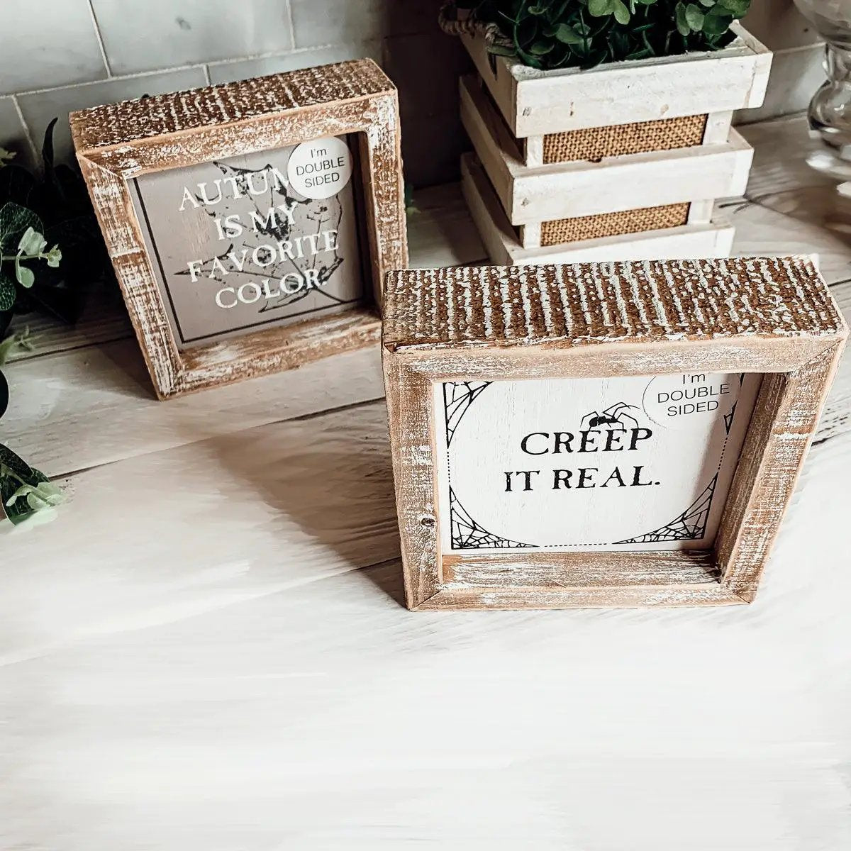 Creep and Autumn Double Sided Sign for Home Decor