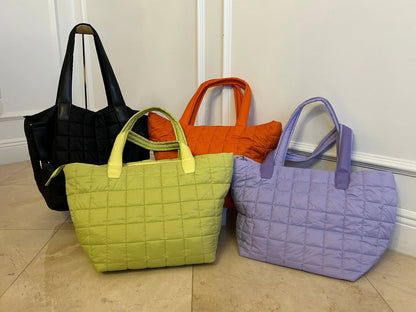 Quilted Nylon Tote – Lightweight, Triple-Zip, Travel & Work Ready