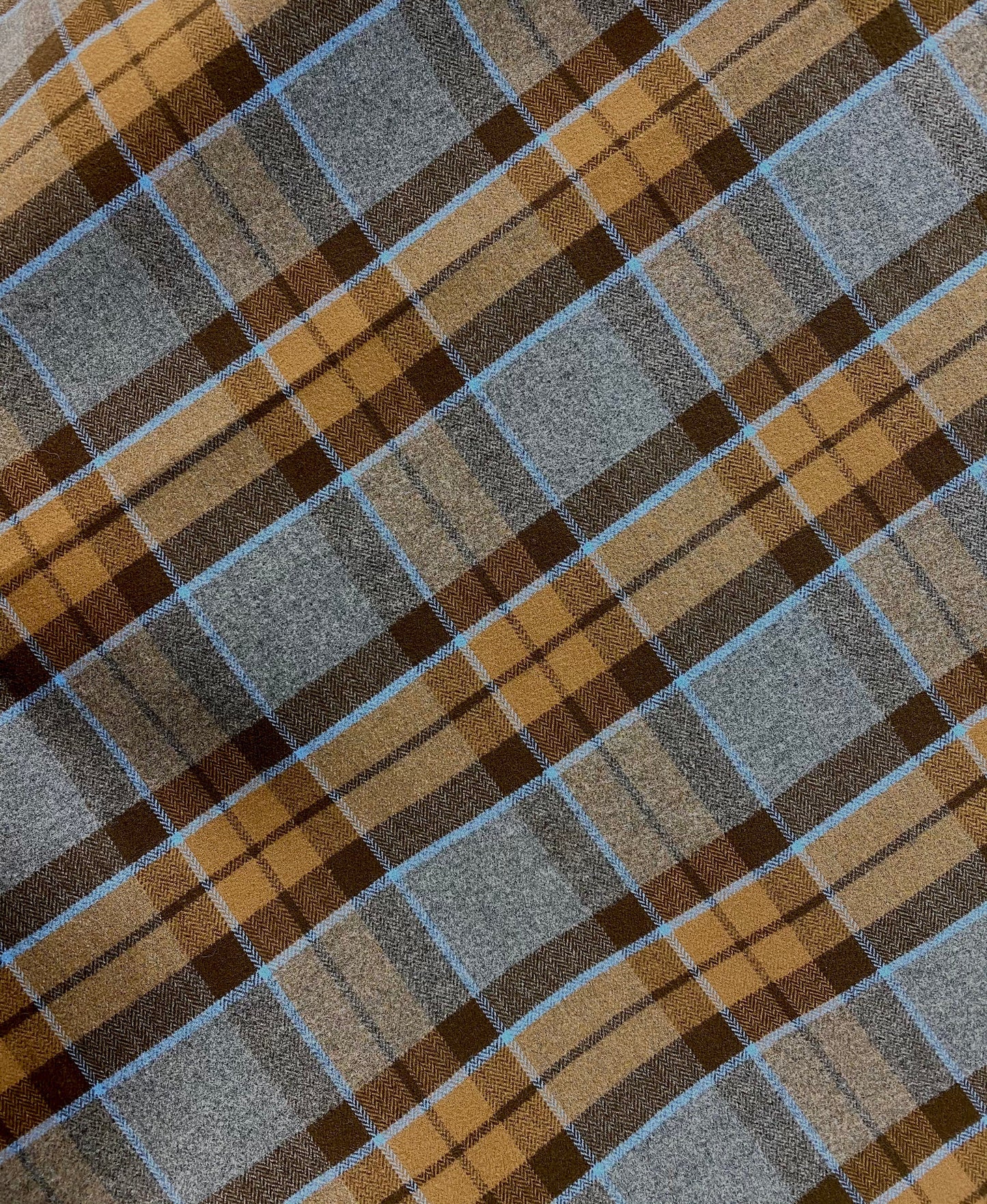 Écharpe Ascot - Inspirée du clan Outlander MacKenzie, en flanelle de coton grise, marron et bleu clair