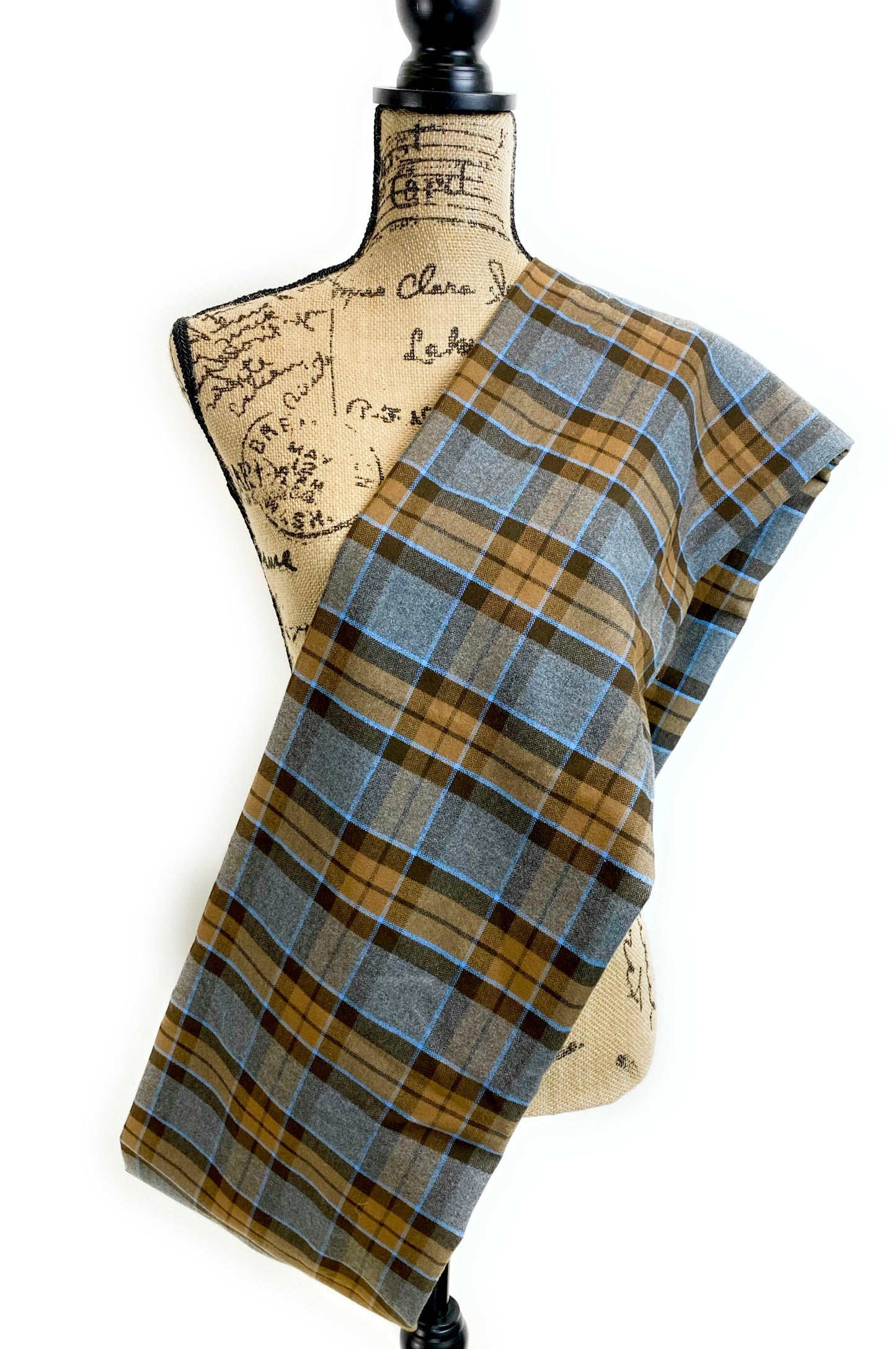 Infinity Scarf - Outlander Clan MacKenzie Inspired Gray, Brown and Light Blue Cotton Flannel