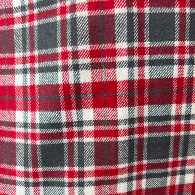 Écharpe infinie ou couverture en flanelle à carreaux rouges, gris anthracite et blancs