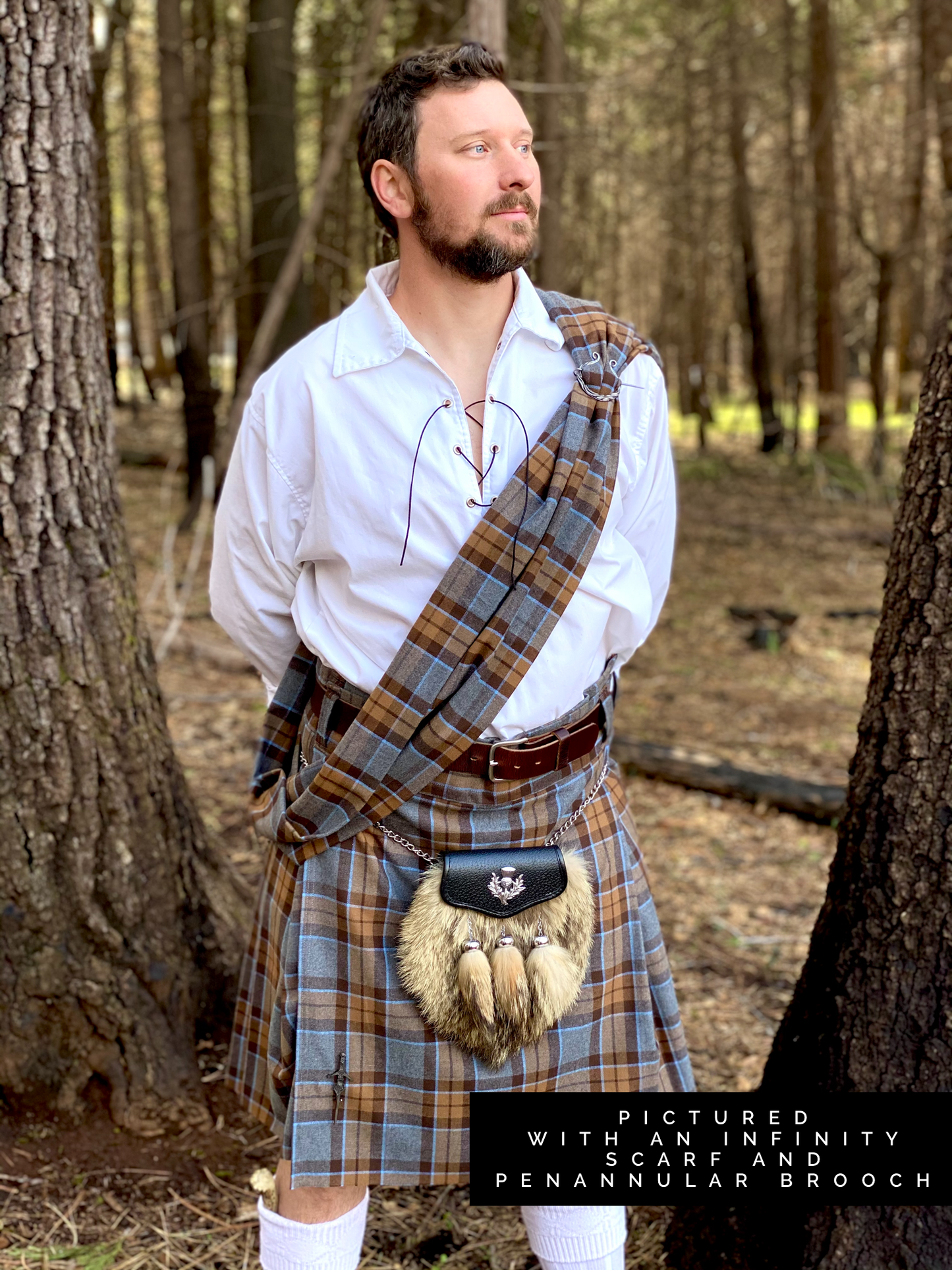 Infinity Scarf - Outlander Clan MacKenzie Inspired Gray, Brown and Light Blue Cotton Flannel