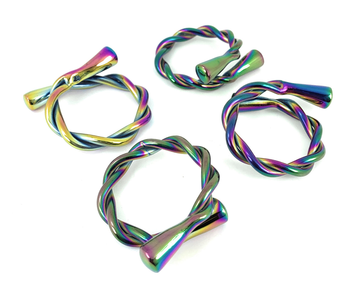 Vibhsa rainbow twisted napkin rings set of 4, stainless steel, dishwasher safe on Tampa Home & Garden Store