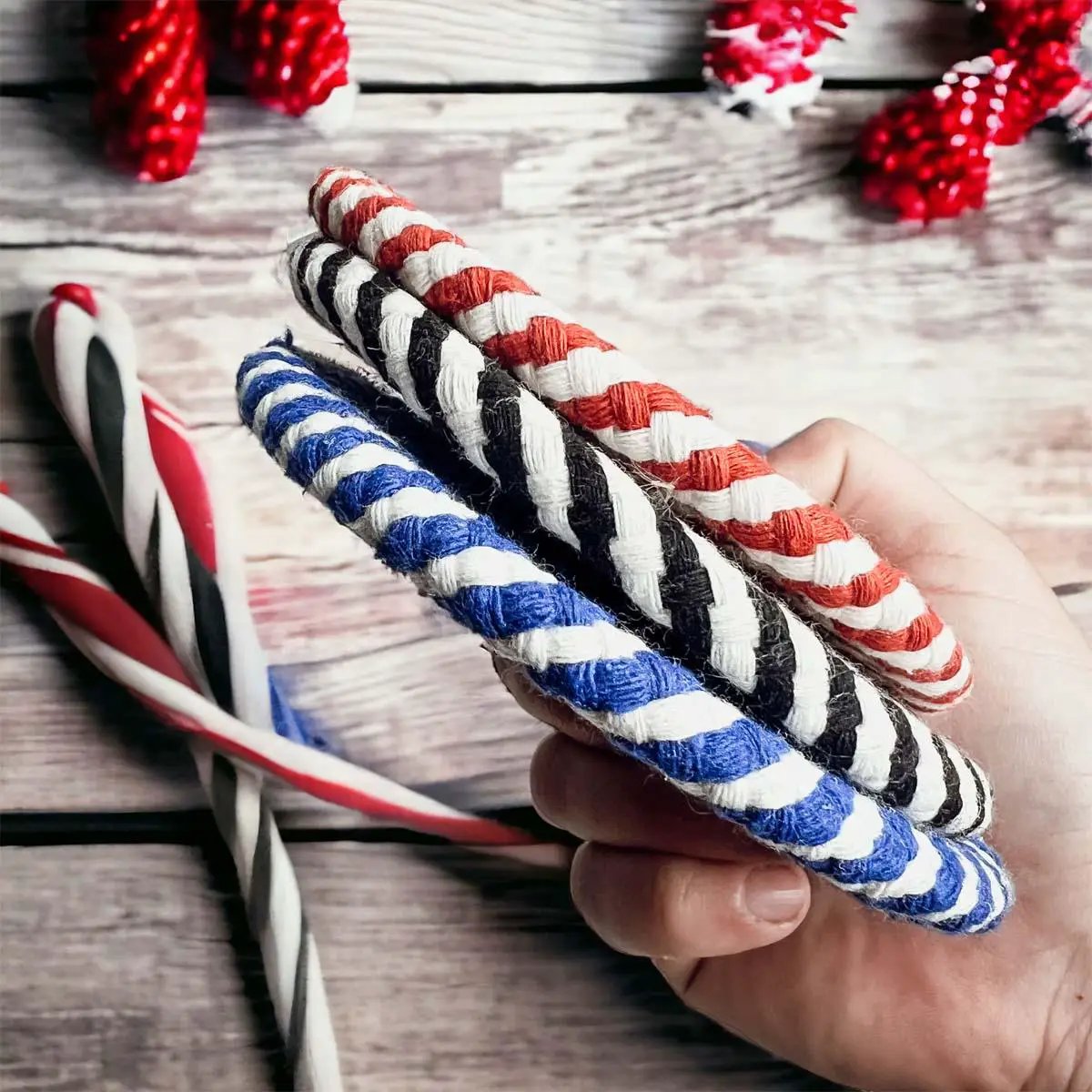 Black White Braided Rope Coasters Set of Four